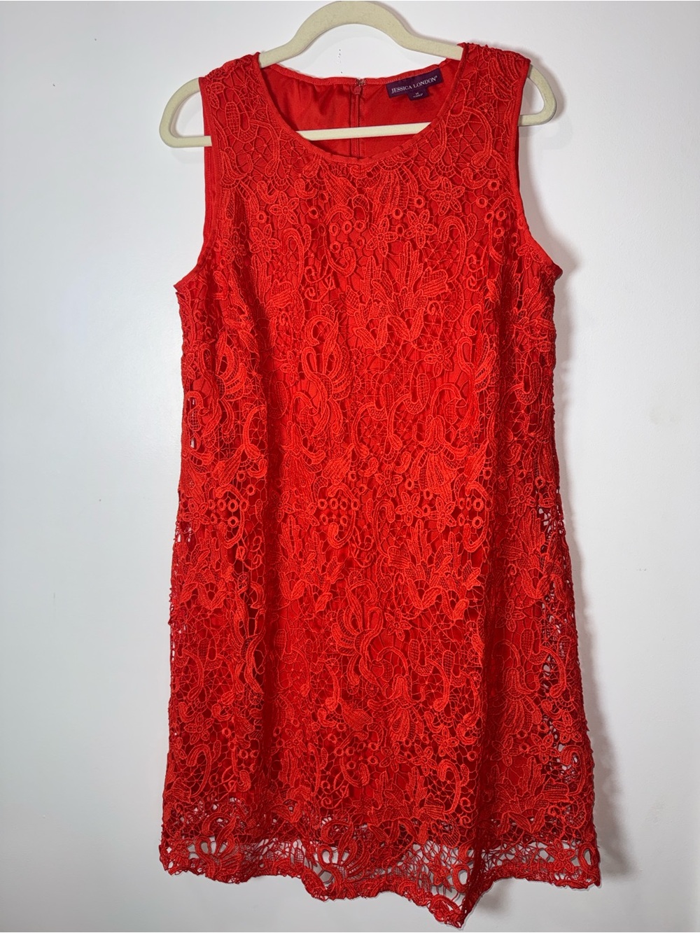 Jessica London Red Lace Sleeveless Dress